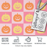 Cute Pumpkin Faces on Soft Pink Background Halloween Seamless Pattern Digital Print Fabric by the Metre UK Sewing Quilting Textile