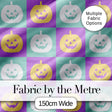 Pastel Pumpkin Faces on Mint and Lavender Background Seamless Halloween Pattern Digital Print Fabric by the Metre UK Sewing Quilting Textile