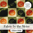 Halloween Pumpkin Faces in Olive and Beige  Checkerboard Seamless Pattern Digital Print Fabric by the Metre UK Sewing Quilting Textile