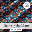 Abstract Painted Hearts Blue Red Orange Brushstroke Seamless Pattern Digital Print Fabric by the Metre UK Sewing Quilting Textile