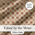 Rustic Geometric Floral Tile Brown Cream Vintage Seamless Pattern Digital Print Fabric by the Metre UK Sewing Quilting Textile