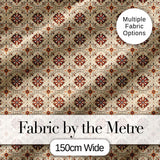 Rustic Geometric Floral Tile Brown Cream Vintage Seamless Pattern Digital Print Fabric by the Metre UK Sewing Quilting Textile