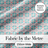Pastel Floral Geometric Tile Pink Teal Seamless Pattern Digital Print Fabric by the Metre UK Sewing Quilting Textile