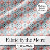 Soft Pastel Decorative Tile Floral Motif Seamless Pattern Digital Print Fabric by the Metre UK Sewing Quilting Textile