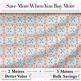 Soft Pastel Decorative Tile Floral Motif Seamless Pattern Digital Print Fabric by the Metre UK Sewing Quilting Textile