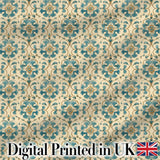 Classic Blue White Tile Floral Portuguese Style Seamless Pattern Digital Print Fabric by the Metre UK Sewing Quilting Textile