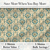 Classic Blue White Tile Floral Portuguese Style Seamless Pattern Digital Print Fabric by the Metre UK Sewing Quilting Textile