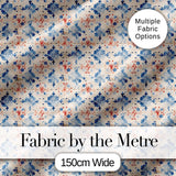 Bold Vintage Tile Red Navy Ornamental Seamless Pattern Digital Print Fabric by the Metre UK Sewing Quilting Textile