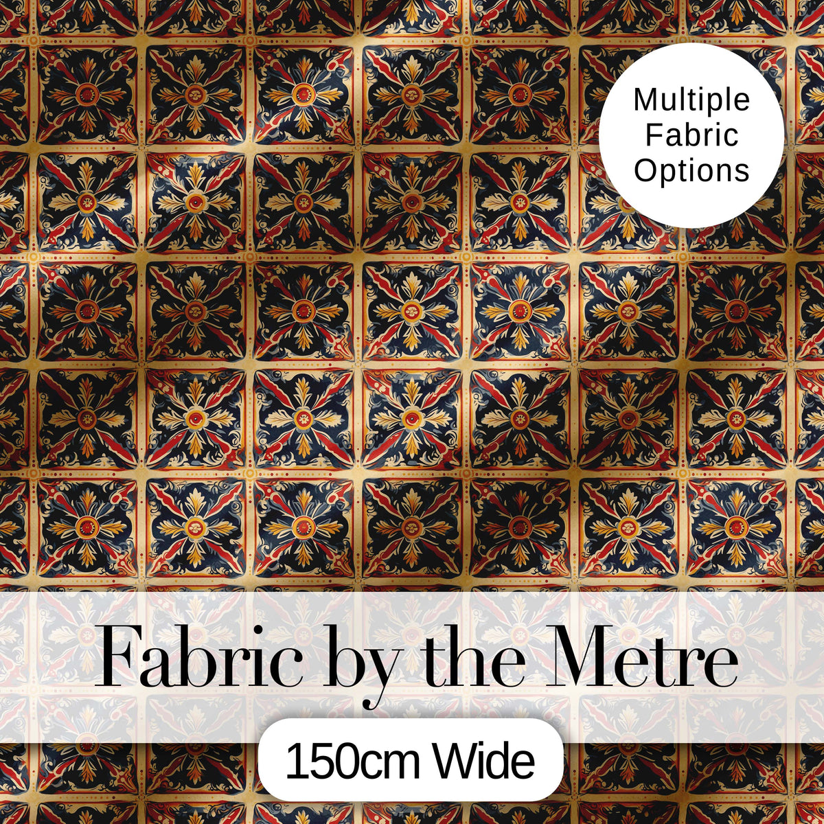 Vibrant Teal Orange Floral Geometric Seamless Pattern Digital Print Fabric by the Metre UK Sewing Quilting Textile