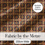 Vibrant Teal Orange Floral Geometric Seamless Pattern Digital Print Fabric by the Metre UK Sewing Quilting Textile
