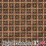 Vibrant Teal Orange Floral Geometric Seamless Pattern Digital Print Fabric by the Metre UK Sewing Quilting Textile