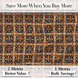 Vibrant Teal Orange Floral Geometric Seamless Pattern Digital Print Fabric by the Metre UK Sewing Quilting Textile