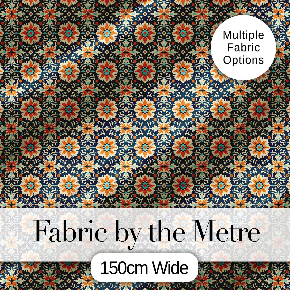 Beige Brown Vintage Floral Tile Classic Seamless Pattern Digital Print Fabric by the Metre UK Sewing Quilting Textile