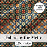 Beige Brown Vintage Floral Tile Classic Seamless Pattern Digital Print Fabric by the Metre UK Sewing Quilting Textile