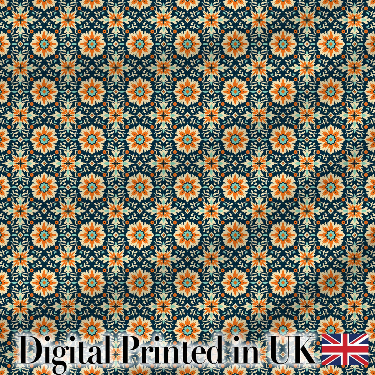 Beige Brown Vintage Floral Tile Classic Seamless Pattern Digital Print Fabric by the Metre UK Sewing Quilting Textile