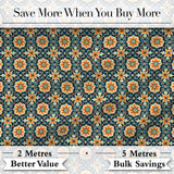 Beige Brown Vintage Floral Tile Classic Seamless Pattern Digital Print Fabric by the Metre UK Sewing Quilting Textile