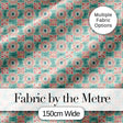 Elegant Aqua Gold Decorative Tile Floral Seamless Pattern Digital Print Fabric by the Metre UK Sewing Quilting Textile