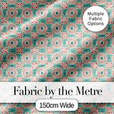 Elegant Aqua Gold Decorative Tile Floral Seamless Pattern Digital Print Fabric by the Metre UK Sewing Quilting Textile