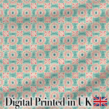 Elegant Aqua Gold Decorative Tile Floral Seamless Pattern Digital Print Fabric by the Metre UK Sewing Quilting Textile