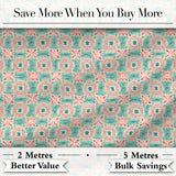 Elegant Aqua Gold Decorative Tile Floral Seamless Pattern Digital Print Fabric by the Metre UK Sewing Quilting Textile