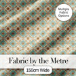 Muted Blue Green Vintage Tile Floral Seamless Pattern Digital Print Fabric by the Metre UK Sewing Quilting Textile