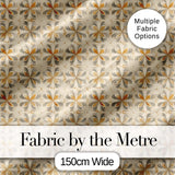 Neutral Beige and Ochre Elegant Floral Tile  with Subtle Vintage Symmetry Digital Print Fabric by the Metre UK Sewing Quilting Textile