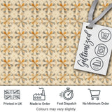 Neutral Beige and Ochre Elegant Floral Tile  with Subtle Vintage Symmetry Digital Print Fabric by the Metre UK Sewing Quilting Textile