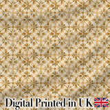 Golden Brown Ornate Floral Tile Pattern with Classic Symmetrical Design Digital Print Fabric by the Metre UK Sewing Quilting Textile