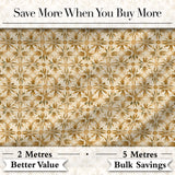 Golden Brown Ornate Floral Tile Pattern with Classic Symmetrical Design Digital Print Fabric by the Metre UK Sewing Quilting Textile