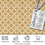 Golden Brown Ornate Floral Tile Pattern with Classic Symmetrical Design Digital Print Fabric by the Metre UK Sewing Quilting Textile