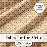Light Tan and Ochre Traditional Floral Tile Pattern with Repeating Motifs Digital Print Fabric by the Metre UK Sewing Quilting Textile