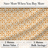 Light Tan and Ochre Traditional Floral Tile Pattern with Repeating Motifs Digital Print Fabric by the Metre UK Sewing Quilting Textile