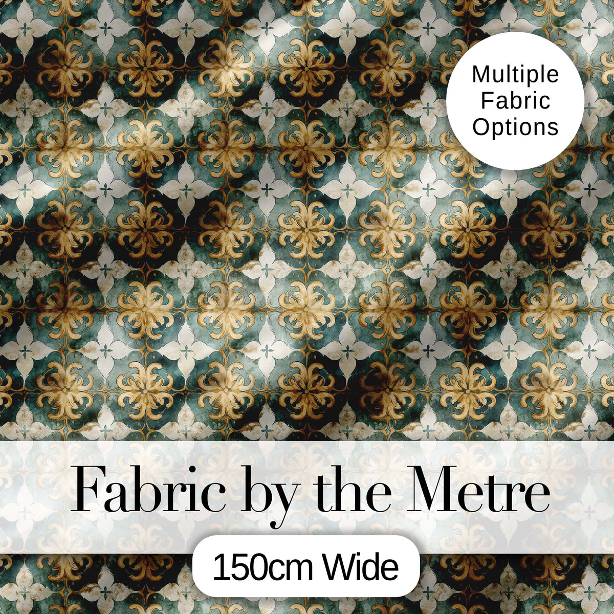 Distressed Blue and Rust Vintage Tile Pattern with Ornamental Geometric Design Digital Print Fabric by the Metre UK Sewing Quilting Textile