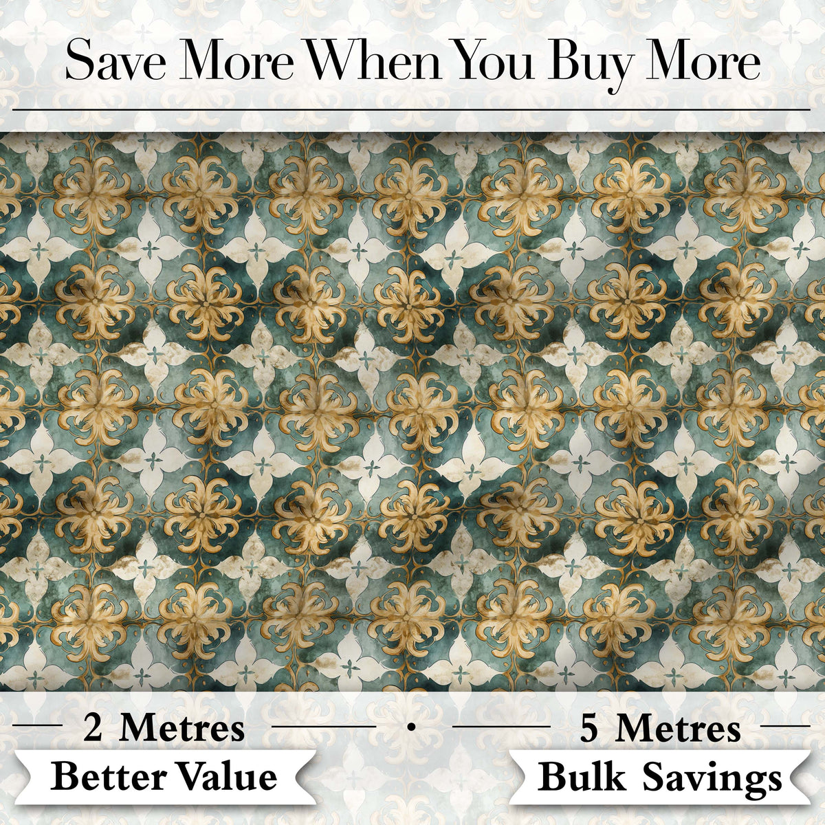 Distressed Blue and Rust Vintage Tile Pattern with Ornamental Geometric Design Digital Print Fabric by the Metre UK Sewing Quilting Textile