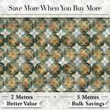 Distressed Blue and Rust Vintage Tile Pattern with Ornamental Geometric Design Digital Print Fabric by the Metre UK Sewing Quilting Textile