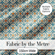 Soft Blue and Yellow Vintage Scroll Tile Pattern with Ornate Floral Elements Digital Print Fabric by the Metre UK Sewing Quilting Textile