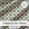 Teal and Orange Stylised Floral Tile Pattern with Repeating Geometric Layout Digital Print Fabric by the Metre UK Sewing Quilting Textile