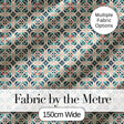 Teal and Red Ornamental Tile Pattern with Symmetrical Vintage Floral Design Digital Print Fabric by the Metre UK Sewing Quilting Textile