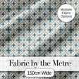 Pale Blue and Cream Traditional Tile Pattern with Floral Medallion Motifs Digital Print Fabric by the Metre UK Sewing Quilting Textile