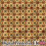Vintage Floral Tile Pattern in Warm Beige and Terracotta Geometric Repeat Digital Print Fabric by the Metre UK Sewing Quilting Textile