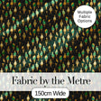 Dark Green  Ice Cream Cone Repeat Pattern with Gold Accents Digital Print Fabric by the Metre UK Sewing Quilting Textile