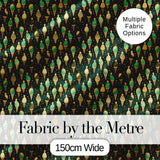 Dark Green  Ice Cream Cone Repeat Pattern with Gold Accents Digital Print Fabric by the Metre UK Sewing Quilting Textile