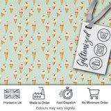 Vintage Style Ice Cream Cones with Cherries on Mint Green Background Digital Print Fabric by the Metre UK Sewing Quilting Textile