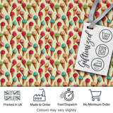 Cute Cartoon Ice Cream Cone Pattern in Pink Blue and Chocolate on Light Blue Digital Print Fabric by the Metre UK Sewing Quilting Textile
