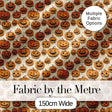 Classic Halloween Pumpkin Faces on Light Vintage Background Seamless Pattern Digital Print Fabric by the Metre UK Sewing Quilting Textile