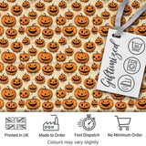 Classic Halloween Pumpkin Faces on Light Vintage Background Seamless Pattern Digital Print Fabric by the Metre UK Sewing Quilting Textile
