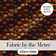 Hanging Pumpkin and Leaves on Dark Wooden Background Halloween Pattern Digital Print Fabric by the Metre UK Sewing Quilting Textile