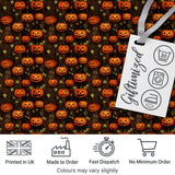Hanging Pumpkin and Leaves on Dark Wooden Background Halloween Pattern Digital Print Fabric by the Metre UK Sewing Quilting Textile