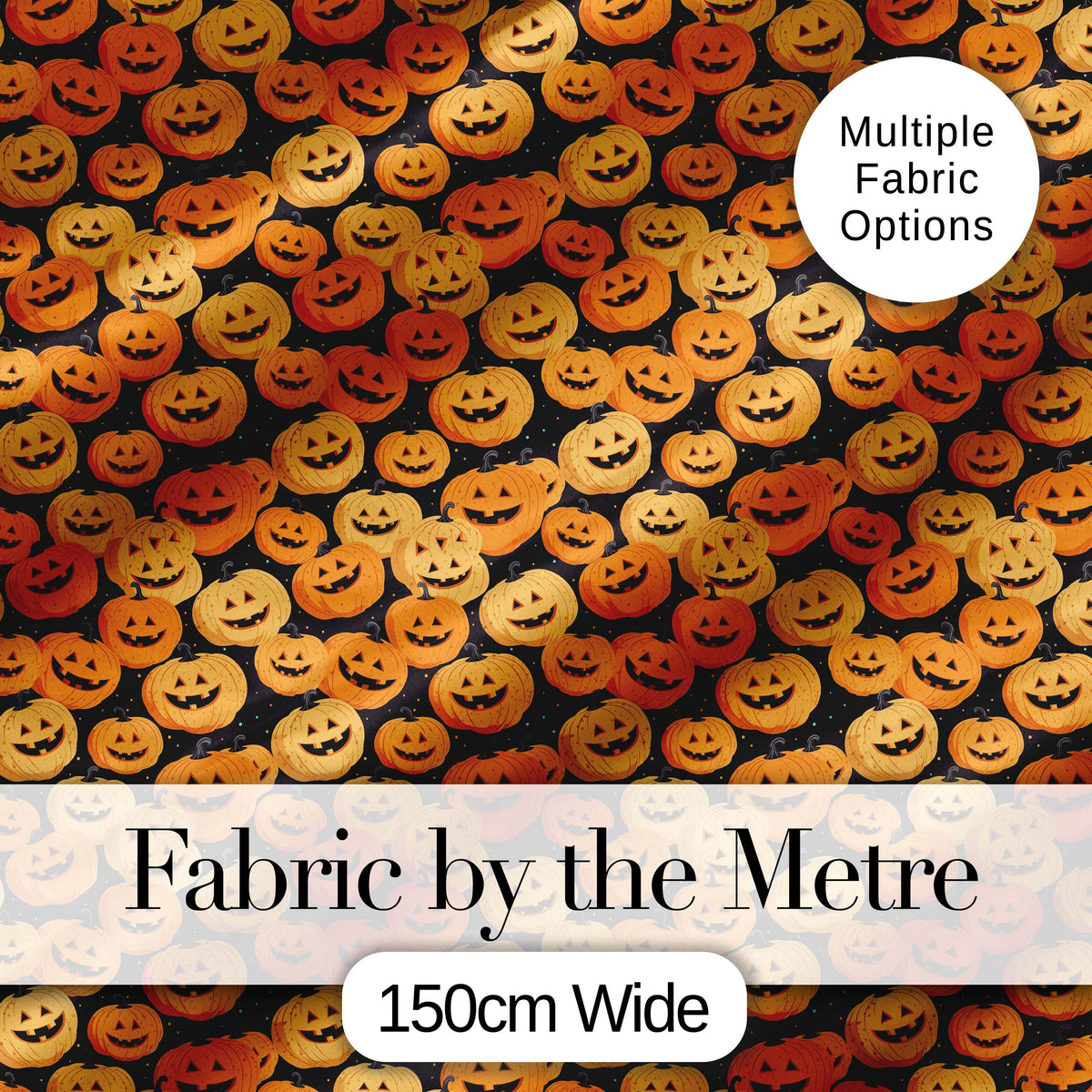 Cute Cartoon Pumpkin Toss Pattern on Dark Night Background Halloween Fabric Digital Print Fabric by the Metre UK Sewing Quilting Textile