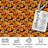 Cute Cartoon Pumpkin Toss Pattern on Dark Night Background Halloween Fabric Digital Print Fabric by the Metre UK Sewing Quilting Textile